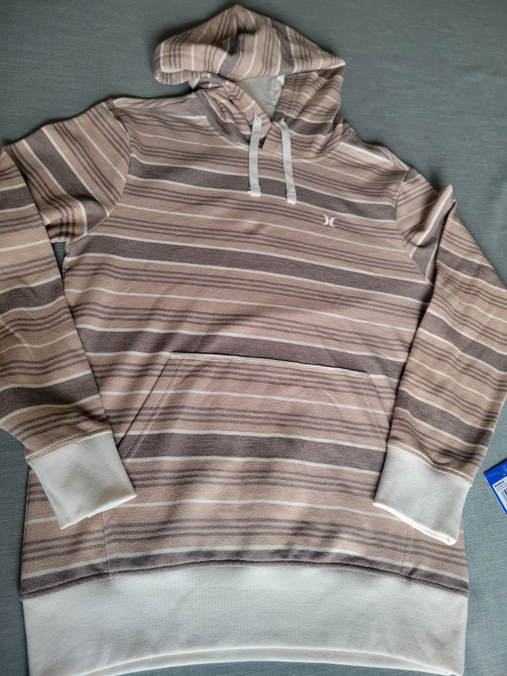 Hurley Men’s Striped Hooded Sweatshirt in Beige and Brown